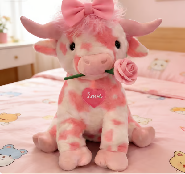 🔥 Last Day 49% OFF 💝 Say “I Love You” This Valentine’s Day with the Adorable Pink Highland Cow Plush 🐮