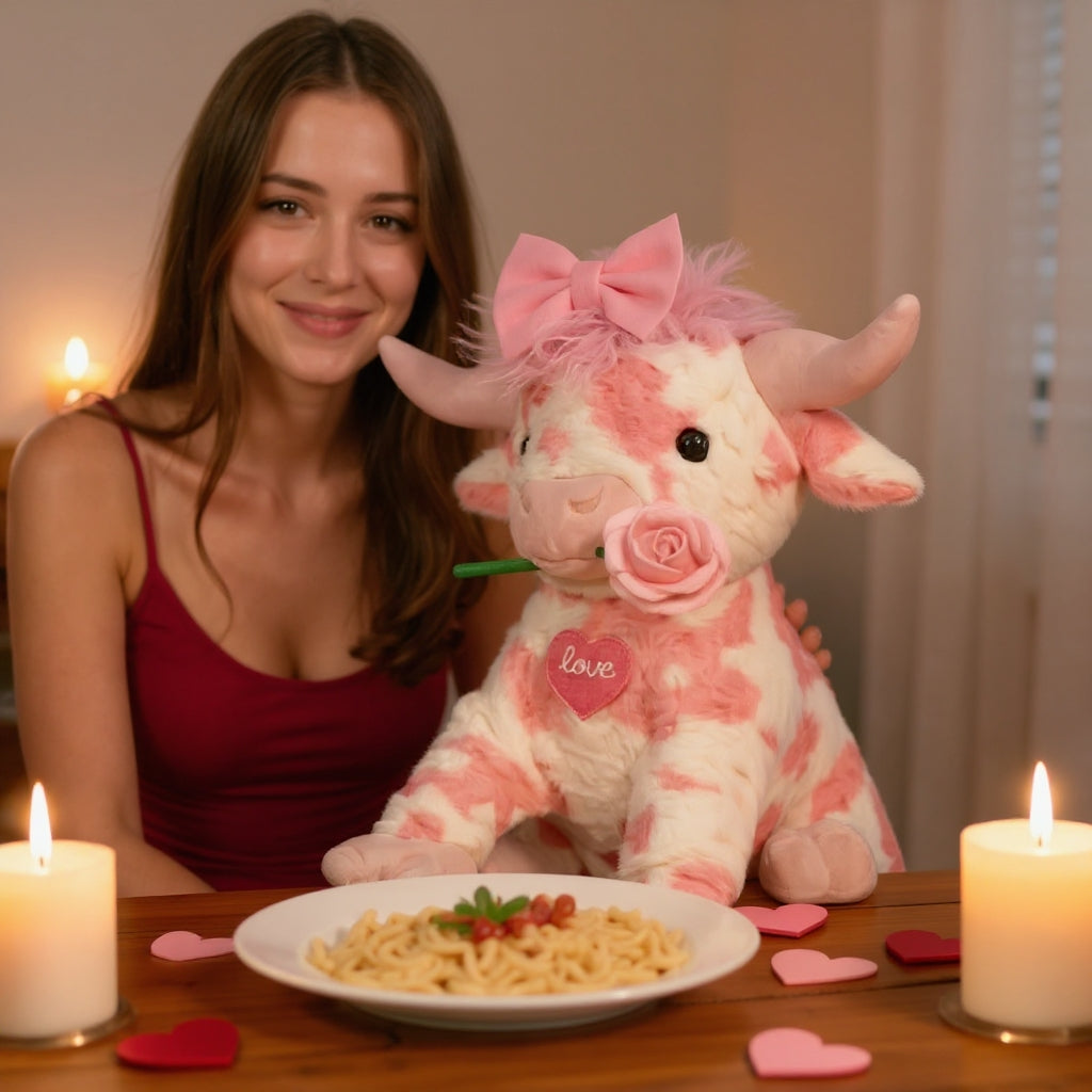 🔥 Last Day 49% OFF 💝 Say “I Love You” This Valentine’s Day with the Adorable Pink Highland Cow Plush 🐮